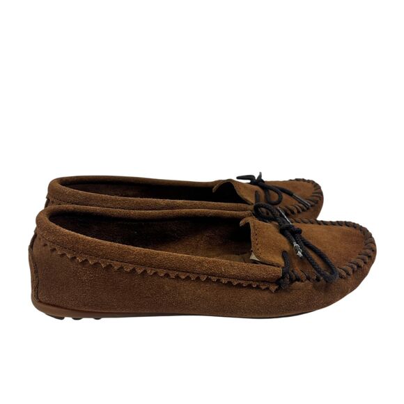 Minnetonka Suede Cinnamon Brown Moccasins Size 9.5 Shoes Slippers Flats - Picture 3 of 9